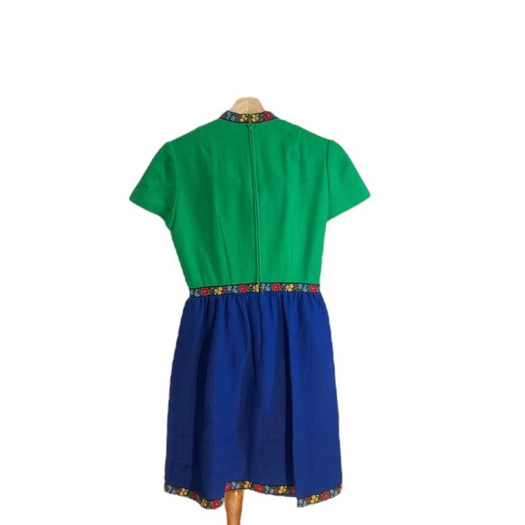 Lanz Marshall Fields Wool Dress Green Size 9 Vintage 50’s Retro Classic Mod - Picture 12 of 14